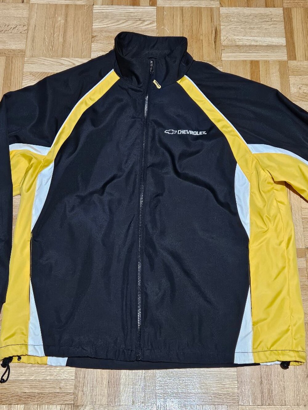 Choko Rival Chevrolet Full Zip Windbreaker Jacket Mens Large Yellow Black Chevy